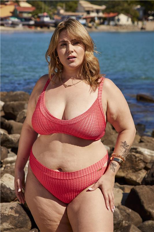 Biquíni Plus Size Cinta Inteira Calcinha Tanga Detalhe Nas Laterais